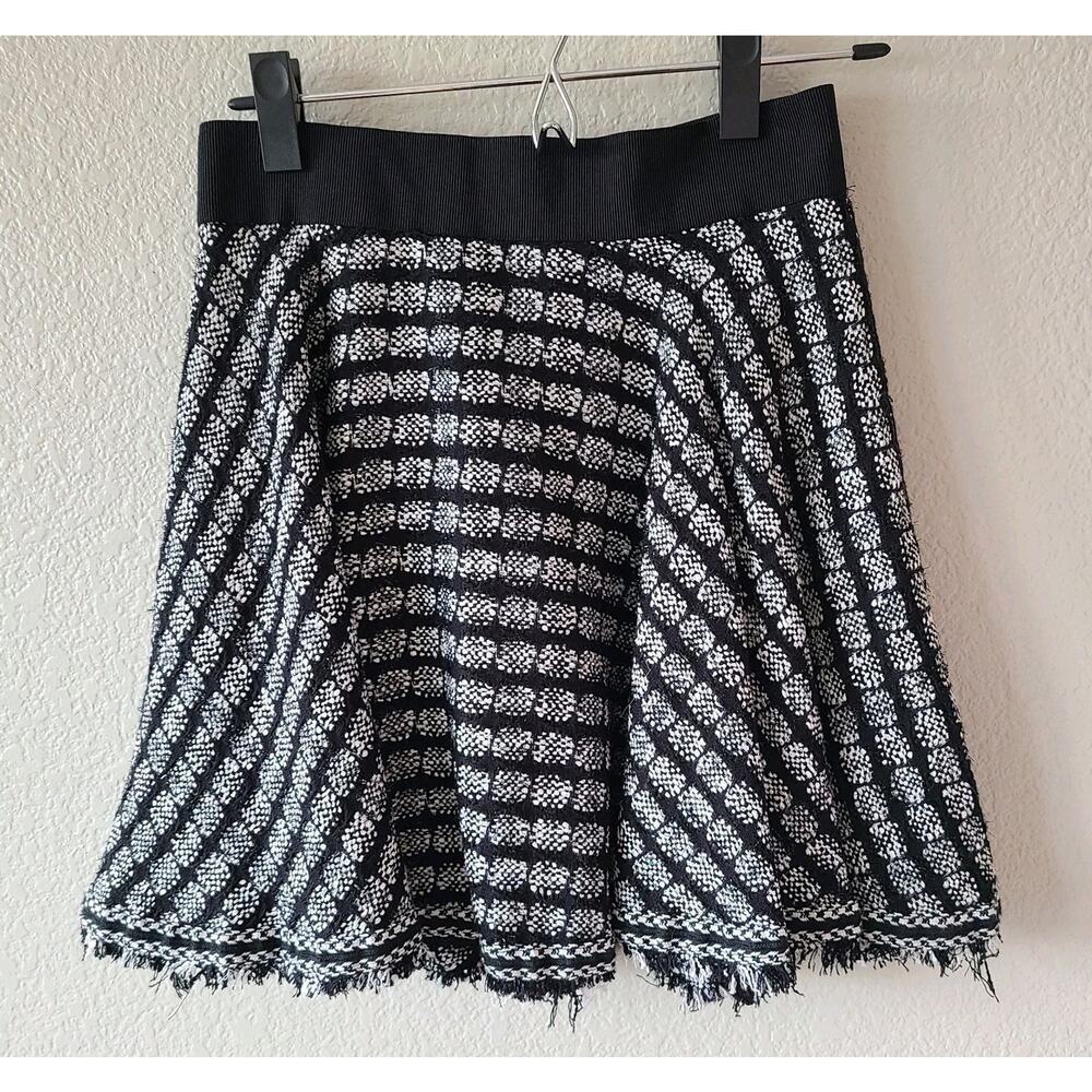 Milly Mini Skirt Frayed Tweed Size 2‎ Flare Festival Boho Hippie Linen Blend